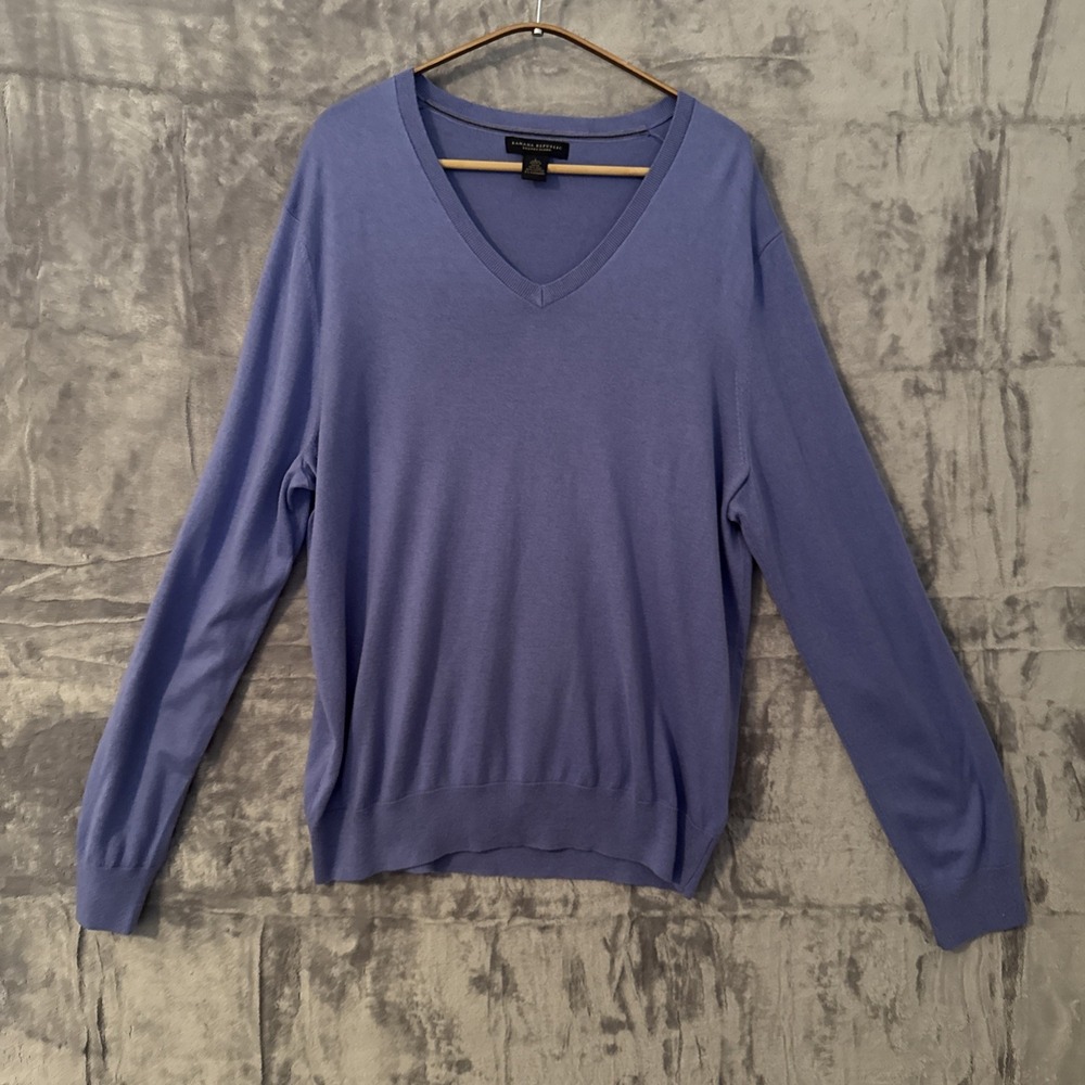 Banana Republic V Neck Sweater Mens Size L Purple‎ Pullover Silk Cashmere Luxury